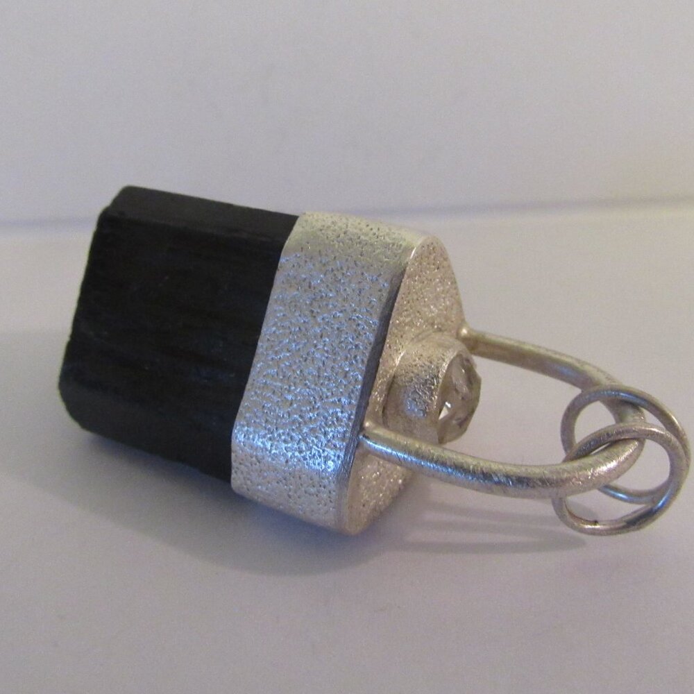 Artisan Sterling Silver Terminated Dravite Tourmaline Herkimer Diamond Pendant